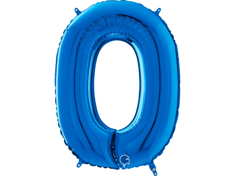 PALLONE MYLAR MEGA NUMERO N. 0 BLU 102CM - L'Officina delle