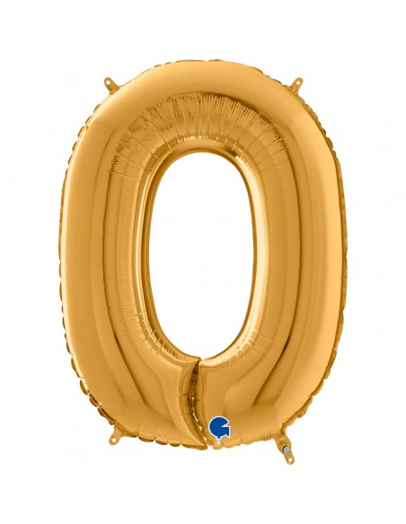 PALLONE MYLAR MEGA NUMERO N. 0 ORO 102CM - L'Officina delle