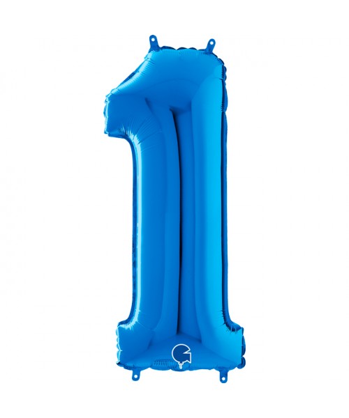 PALLONE MYLAR MEGA NUMERO N. 1 BLU 102CM - L'Officina delle