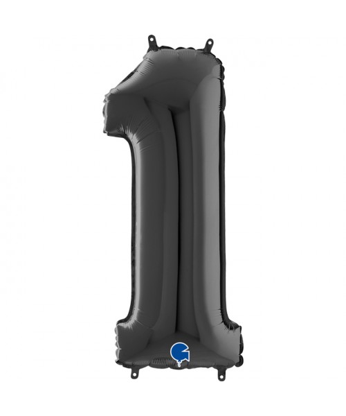 PALLONE MYLAR MEGA NUMERO N. 1 NERO 102 - L'Officina delle feste