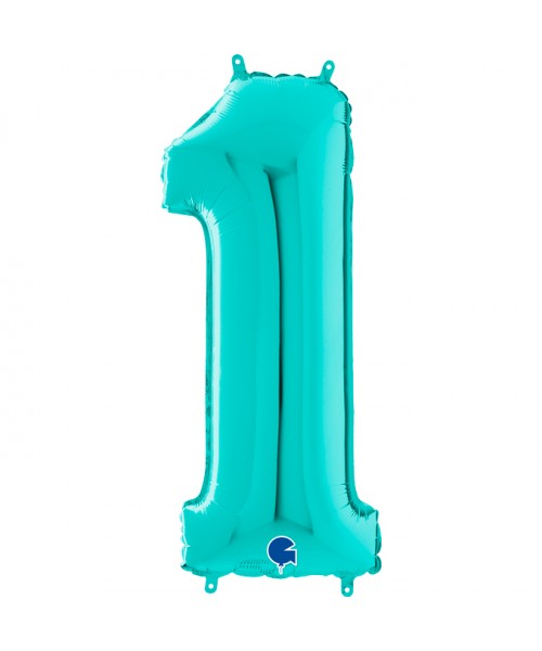 PALLONE MYLAR MEGA NUMERO N. 1 TIFFANY 102CM - L'Officina delle