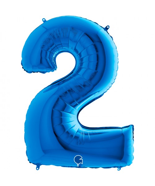 PALLONE MYLAR MEGA NUMERO N. 2 BLU 102CM - L'Officina delle