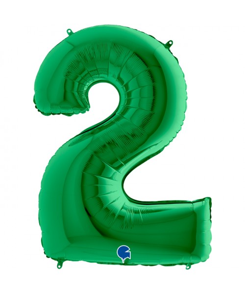 PALLONE MYLAR MEGA NUMERON. 2 VERDE 102CM - L'Officina delle
