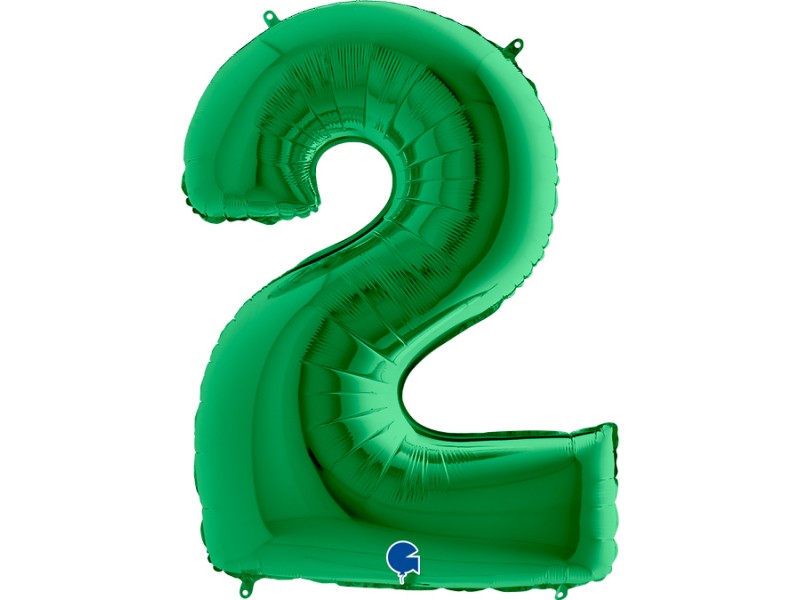 PALLONE MYLAR MEGA NUMERON. 2 VERDE 102CM - L'Officina delle