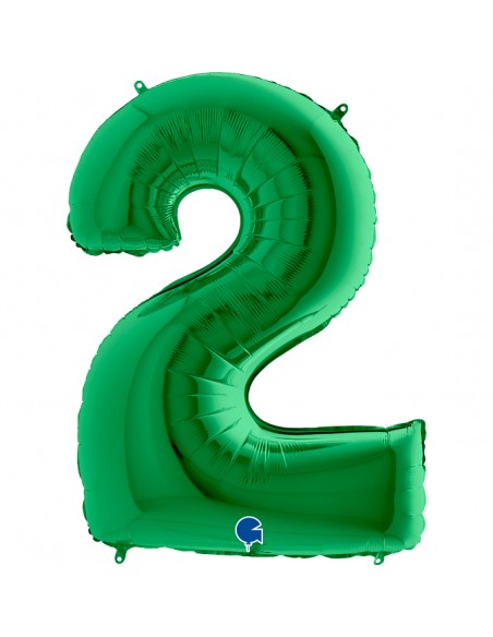 PALLONE MYLAR MEGA NUMERON. 2 VERDE 102CM - L'Officina delle