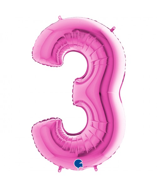 PALLONE MYLAR MEGA N. 3 FUCSIA 102CM - L'Officina delle feste