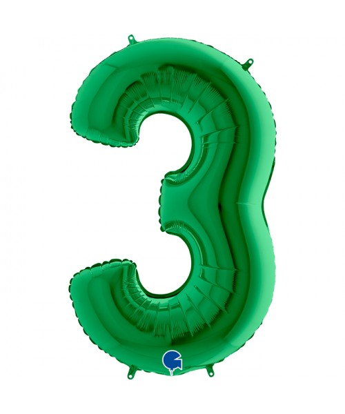 PALLONE MYLAR MEGA NUMERO N. 3 VERDE 102CM - L'Officina delle