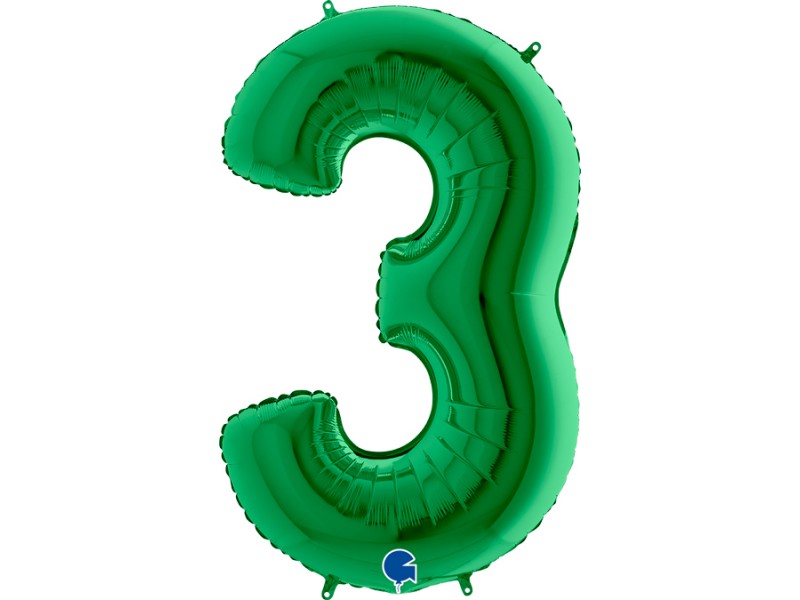 PALLONE MYLAR MEGA NUMERO N. 3 VERDE 102CM - L'Officina delle