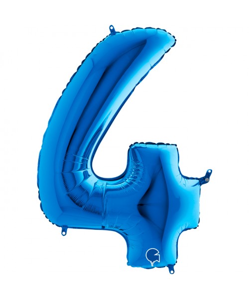 PALLONE MYLAR MEGA NUMERO N. 4 BLU 102CM - L'Officina delle