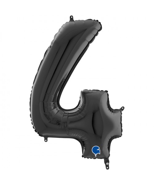 PALLONE MYLAR MEGA NUMERO N. 4 NERO 102CM - L'Officina delle