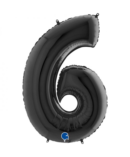 PALLONE MYLAR MEGA N. 6 - 9 NERO 102CM - L'Officina delle feste