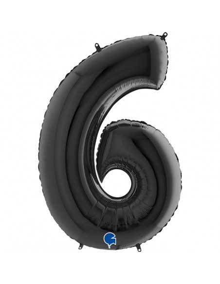 PALLONE MYLAR MEGA N. 6 - 9 NERO 102CM - L'Officina delle feste