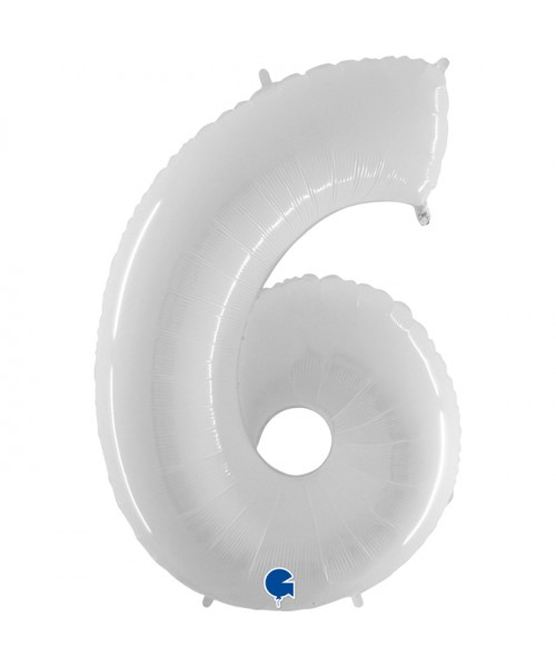 PALLONE MYLAR MEGA N. 6 - 9 BIANCO 102CM - L'Officina delle
