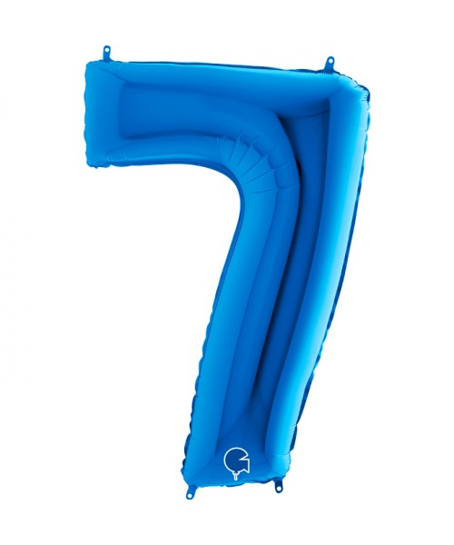 PALLONE MYLAR MEGA NUMERO N. 7 BLU 102CM - L'Officina delle