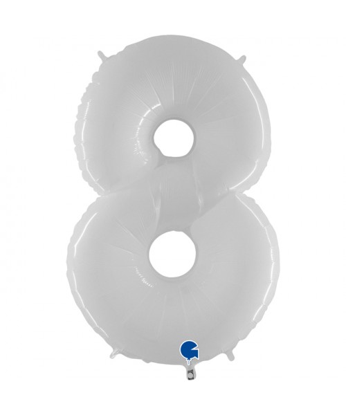 PALLONE MYLAR MEGA N. 8 BIANCO 102CM - L'Officina delle feste