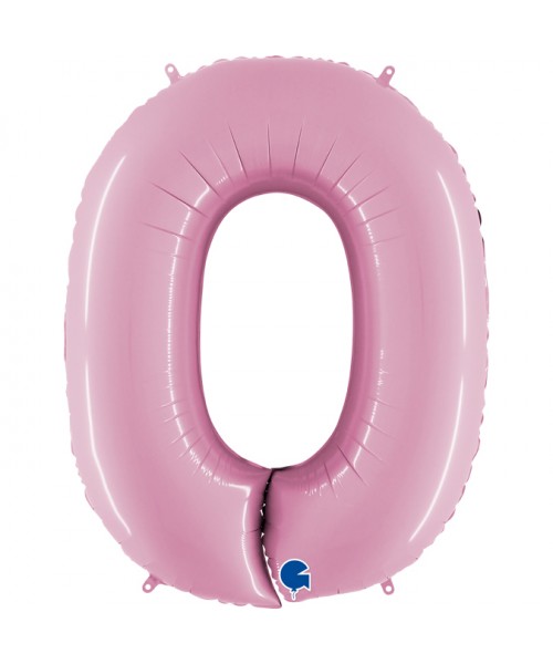 PALLONE MYLAR MEGA NUMERO N. 0 ROSA 102CM - L'Officina delle