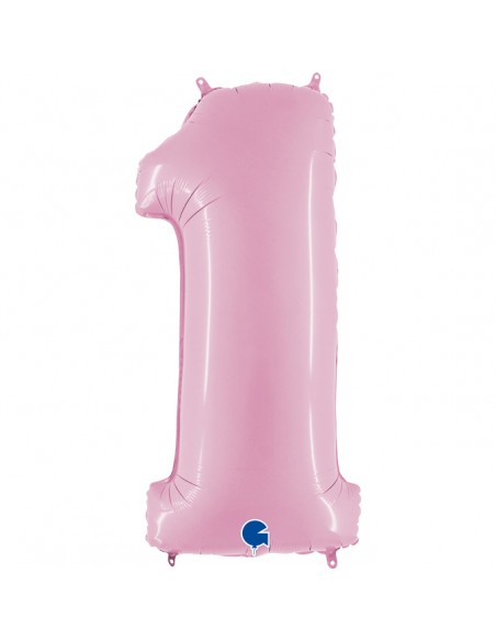 PALLONE MYLAR MEGA NUMERO N. 1 ROSA 102CM - L'Officina delle