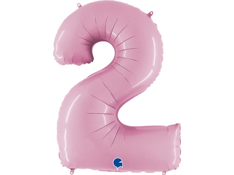 PALLONE MYLAR MEGA NUMERO N. 2 ROSA 102CM - L'Officina delle