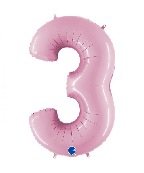 PALLONE MYLAR MEGA NUMERO N. 3 ROSA 102CM - L'Officina delle
