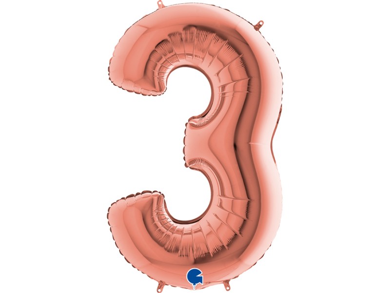 PALLONE MYLAR MEGA N. 3 ROSA GOLD 102CM - L'Officina delle feste