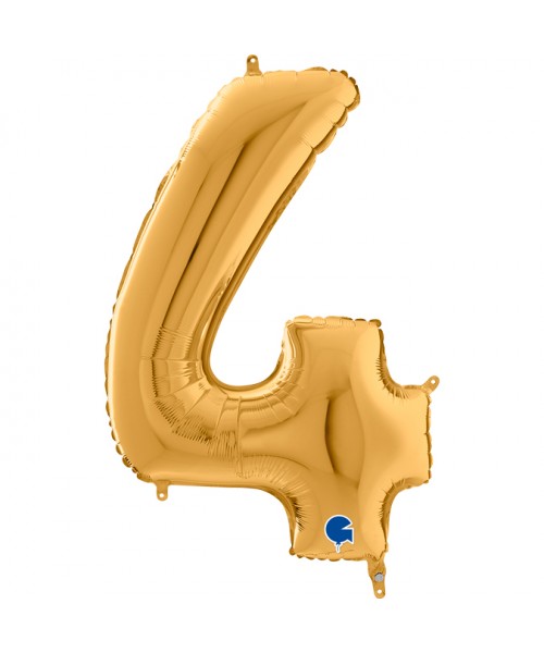 PALLONE MYLAR MEGA NUMERO N. 4 ORO 102CM - L'Officina delle