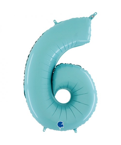 PALLONE MYLAR MEGA N. 6 - 9 CELESTE 102CM - L'Officina delle