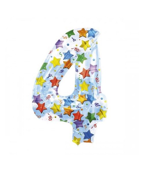 PALLONE MYLAR MEGA N. 4 STARS CM.86 - L'Officina delle feste