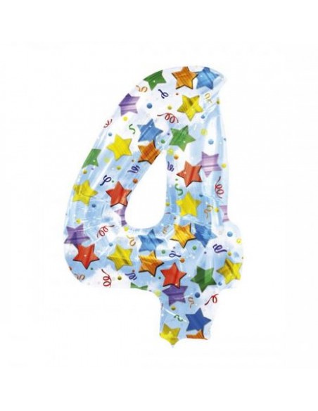 PALLONE MYLAR MEGA N. 4 STARS CM.86 - L'Officina delle feste