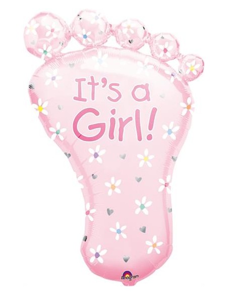 PALLONE MYLAR PIEDINO ITS A GIRL 58X82 - L'Officina delle feste