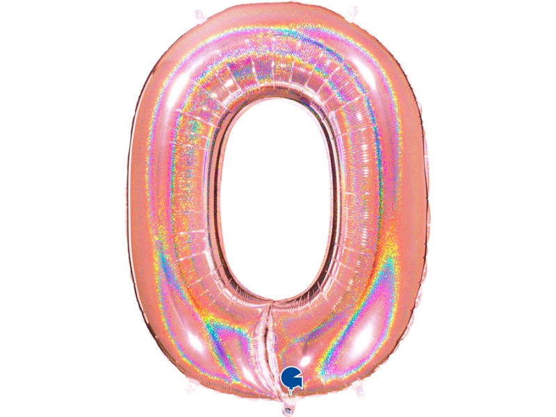 PALLONE MYLAR MEGA N. 0 GLITTER ROSE GOLD 102CM - L'Officina