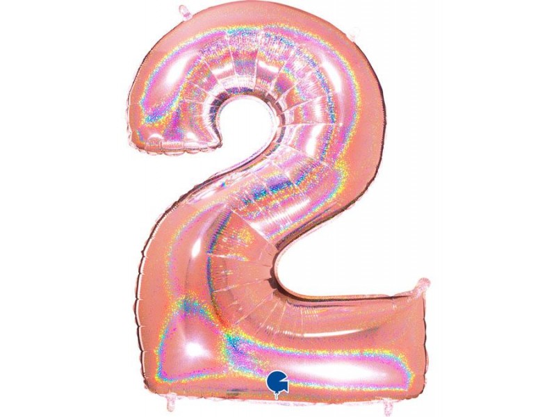 PALLONE MYLAR MEGA N. 2 GLITTER ROSE GOLD 102CM - L'Officina