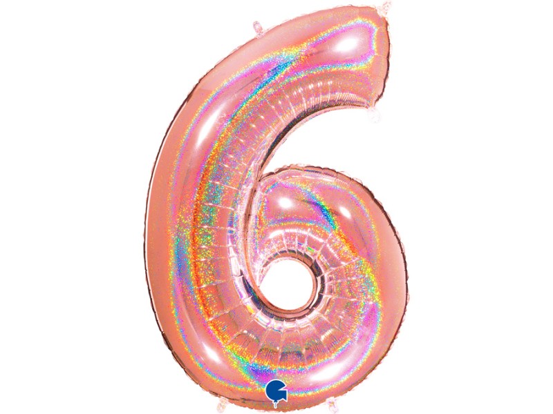 PALLONE MYLAR MEGA N. 6 - 9 GLITTER ROSE GOLD 102CM -