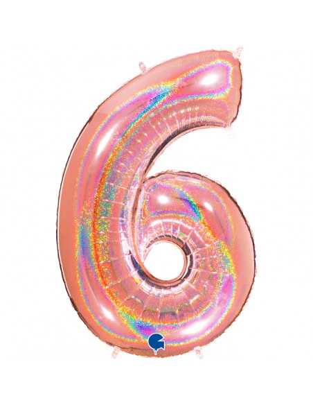 PALLONE MYLAR MEGA N. 6 - 9 GLITTER ROSE GOLD 102CM -