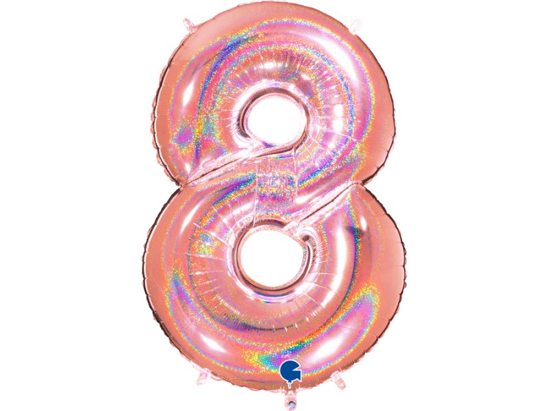 PALLONE MYLAR MEGA N. 8 GLITTER ROSE GOLD 102CM - L'Officina