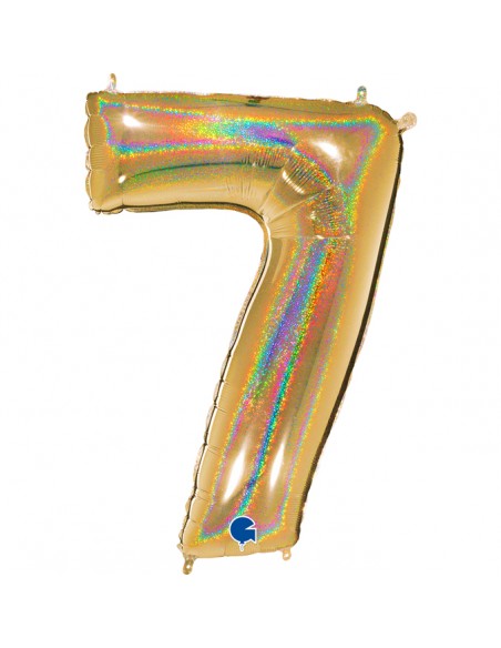 PALLONE MYLAR MEGA N. 7 GLITTER GOLD 102CM - L'Officina delle