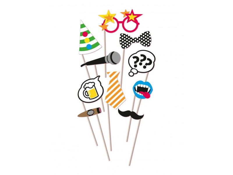 PHOTO BOOTH PROPS FESTA 10PZ - L'Officina delle feste