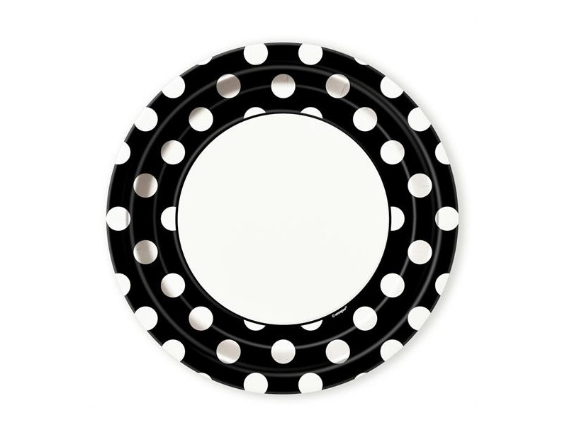 PIATTI CM. 22 NERI POIS BIANCHI PZ. 8 - L'Officina delle feste