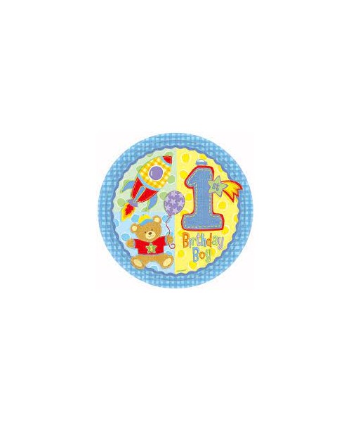 PIATTI 1° COMPLEANNO HUGS & STITCHES BOY 8PZ 20cm - L'Officina