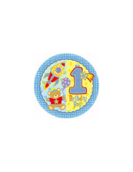 PIATTI 1° COMPLEANNO HUGS & STITCHES BOY 8PZ 20cm - L'Officina