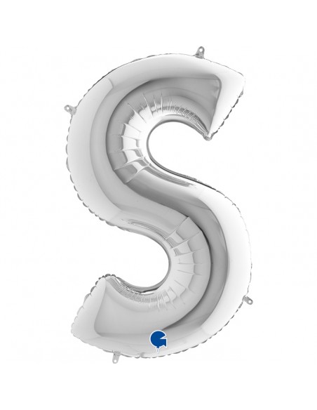 PALLONE MYLAR MEGA LETTERA "S" ARGENTO 102CM - L'Officina delle