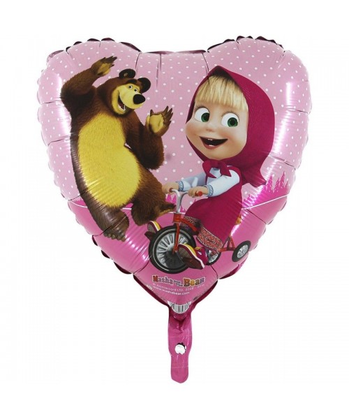 PALLONE MYLAR CUORE MASHA E L'ORSO 18" CM. 45 - L'Officina