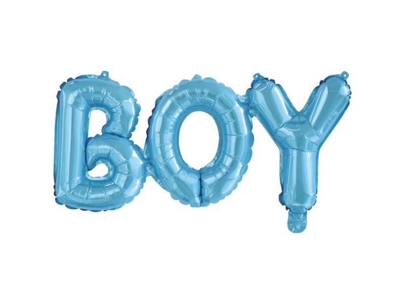 PALLONE MYLAR SCRITTA " BOY " CELESTE 113X42CM - L'Officina