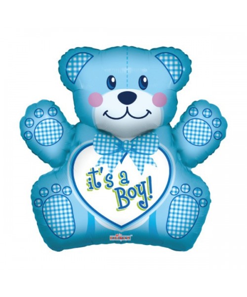PALLONE MYLAR 28" ORSETTO CELESTE 71CM - L'Officina delle feste