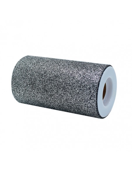 ROTOLO TULLE CM.12,5X25MT PRESTIGE SILVER GLITTER - L'Officina