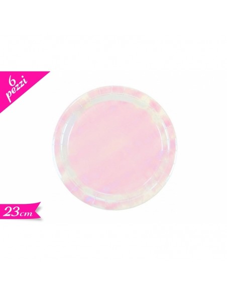 SET 6 PIATTI 23CM IRIDISCENTI CARTA BIANCO - L'Officina delle