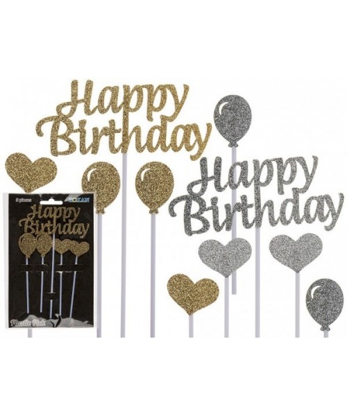 TOPPER CAKE PLASTICA HAPPY BDAY ARGENTO 10CM - L'Officina delle