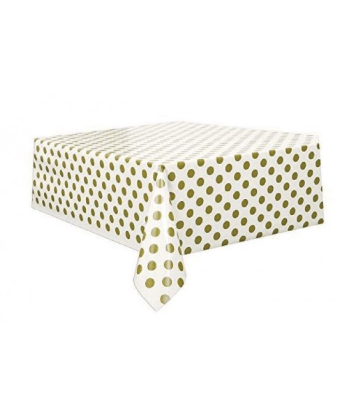 TABLECOVER PLASTIC GOLD DOTS 137X274CM 2
