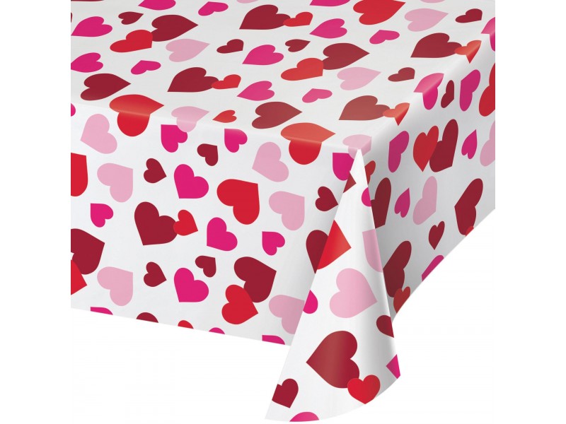 TOVAGLIA PLAST. WATERCOLOR HEARTS 137X259 - L'Officina delle