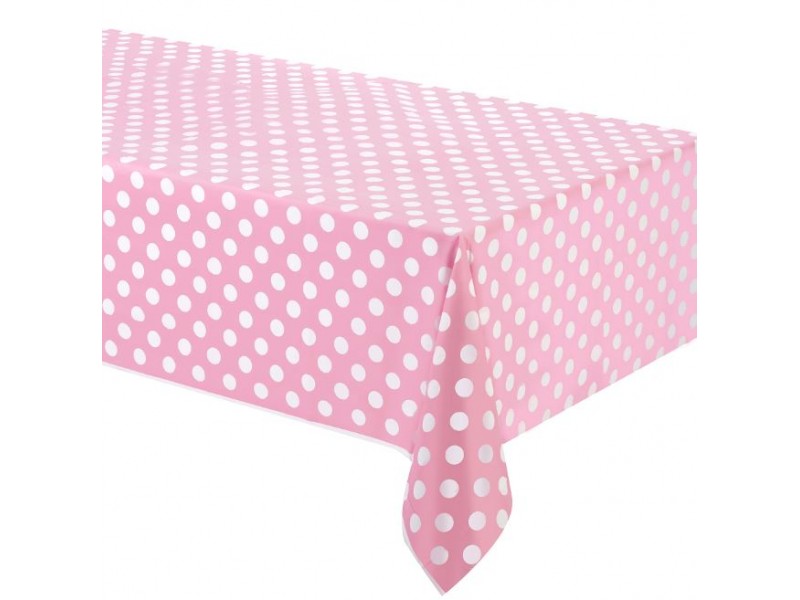 TOVAGLIA PLASTICA ROSA POIS BIANCHI 137X274 - L'Officina delle