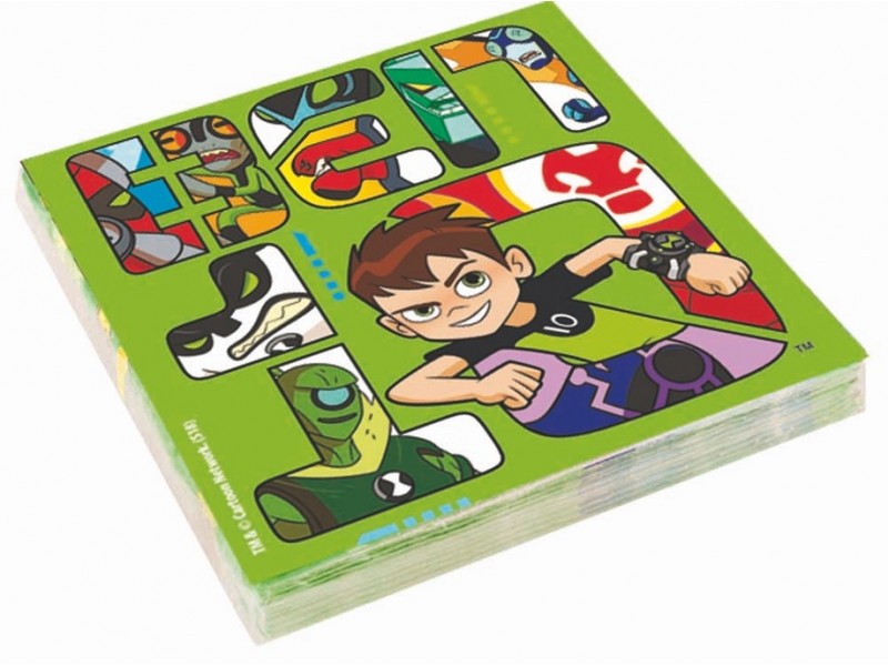 TOVAGLIOLI 20 PZ CM33X33 BEN 10 - L'Officina delle feste